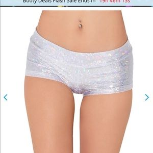Holographic iHeartRaves booty shorts